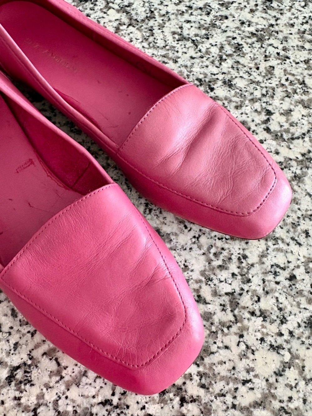 Enzo Angiolini—Bubblegum Pink Leather Square Toe Flats Vintage (Size 8.5) - Picture 5 of 8